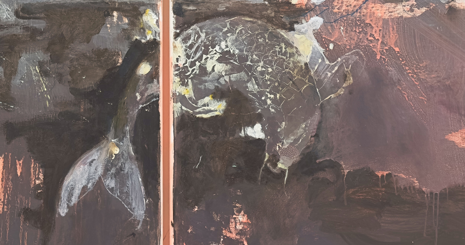 Badende 2025, Diptych, 101 x 161 cm, Mixed color on canvas, artist framed, Uta Reinhardt